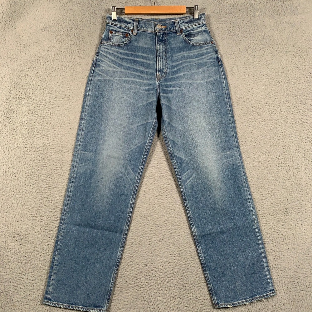 Moussy Plain Jeans Women's Size 28 Straight Leg Blue Light Wash Japanese Denim